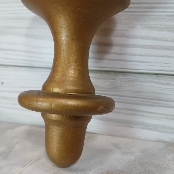 One Vintage Gold Tone Wood Wall Sconce Shelf, 8" Floating Knick Knack Display - Picture 3 of 9